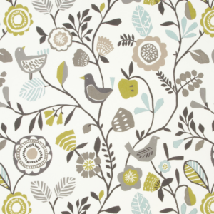 Clarke & Clarke Studio G For C&C Wilderness Folki - Chartreuse/charcoal upholstery fabric swatch