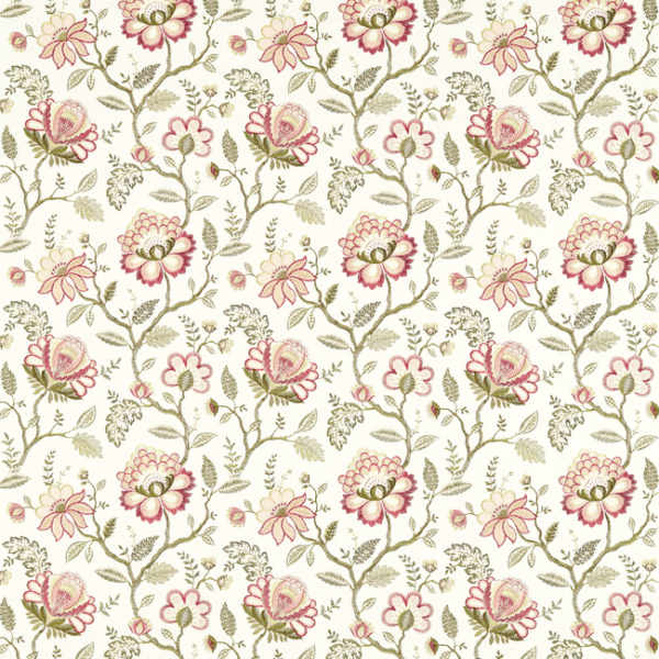 CLARKE & CLARKE VINTAGE ADELINE - BLUSH/RASPBERRY upholstery fabric swatch for sample-first furniture planning