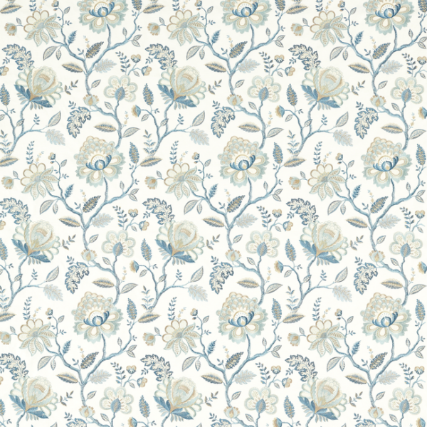 CLARKE & CLARKE VINTAGE ADELINE - DENIM/MIDNIGHT upholstery fabric swatch for sample-first furniture planning