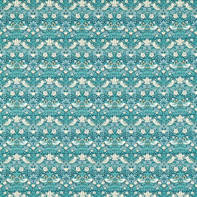 CLARKE & CLARKE WILLIAM MORRIS DESIGNS STRAWBERRY THIEF - TEAL F1678/01.CAC.0