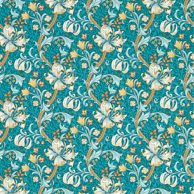 CLARKE & CLARKE WILLIAM MORRIS WALLCOVERING GOLDEN LILY - TEAL WP W0174/03.CAC.0