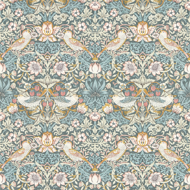 CLARKE & CLARKE WILLIAM MORRIS WALLCOVERING STRAWBERRY THIEF - SLATE WP W0171/05.CAC.0