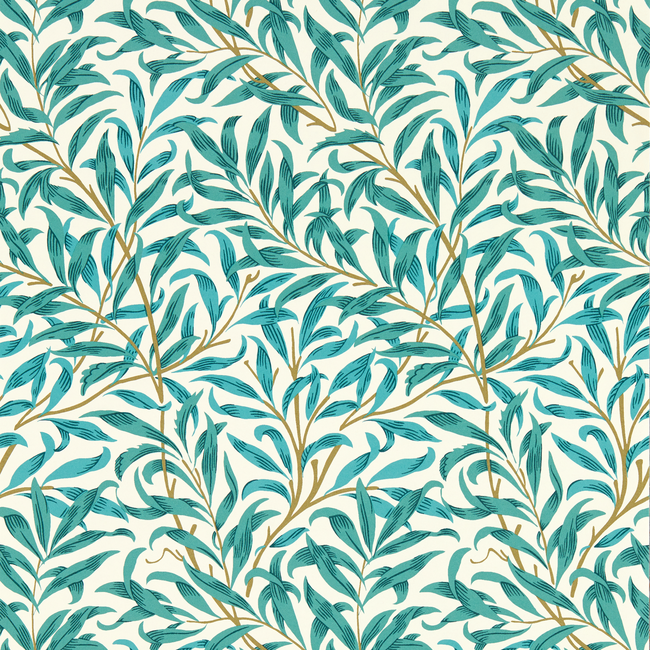 CLARKE & CLARKE WILLIAM MORRIS WALLCOVERING WILLOW BOUGHS - TEAL WP W0172/05.CAC.0