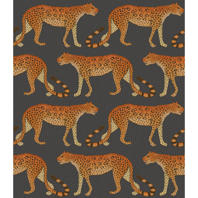 COLE & SON ARDMORE LEOPARD WALK - CHARCOAL & ORANGE 109/2008.CS.0