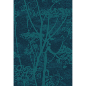 Cole & Son Contemporary Fabrics Cow Parsley - Petrol & Ink upholstery fabric swatch