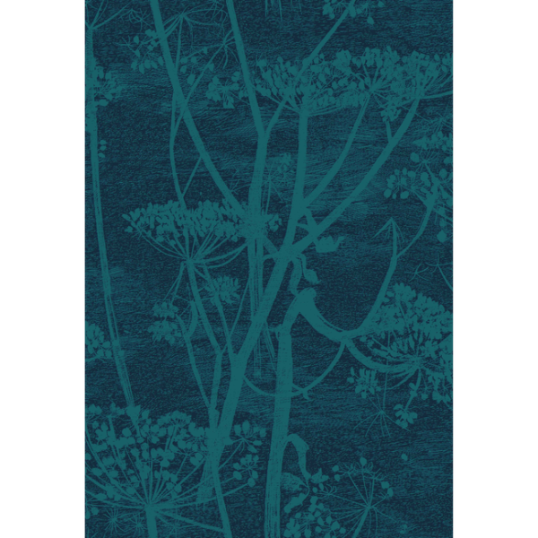 COLE & SON CONTEMPORARY FABRICS COW PARSLEY - PETROL & INK upholstery fabric swatch for sample-first furniture planning