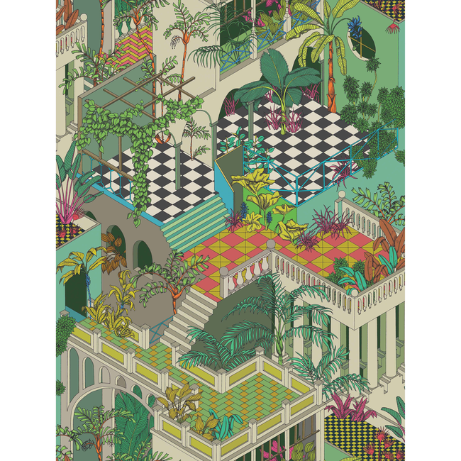 COLE & SON CONTEMPORARY FABRICS MIAMI - OLIVEGREEN MULTI F111/4013.CS.0
