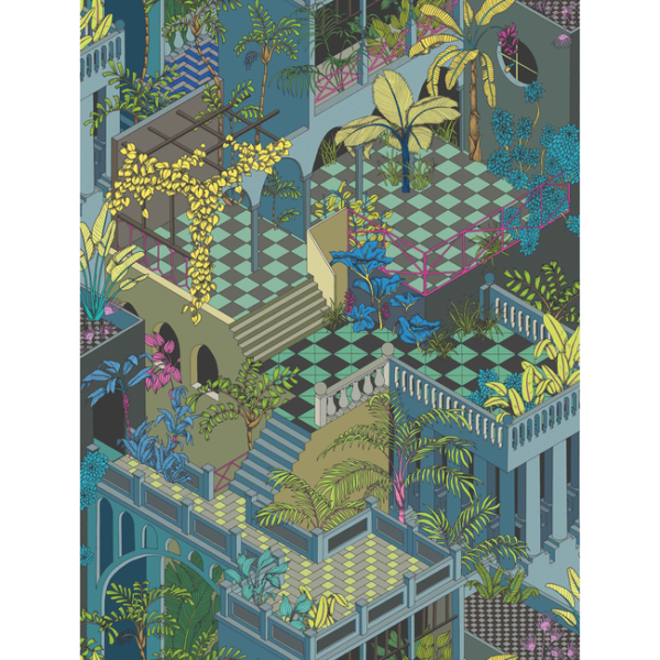 COLE & SON CONTEMPORARY FABRICS MIAMI - PETROL MULTI F111/4012.CS.0