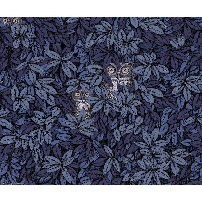 COLE & SON FORNASETTI SENZA TEMPO II FOGLIE E CIVETTE - MIDNIGHT 123/11053.CS.0