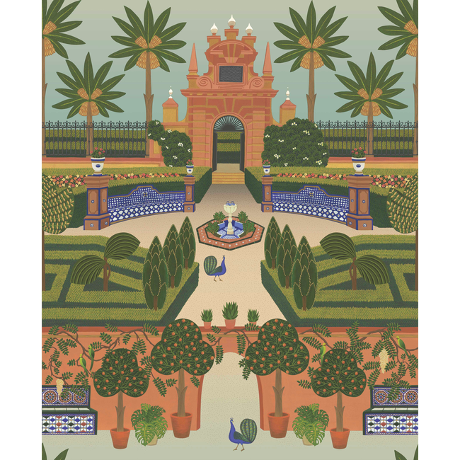 COLE & SON SEVILLE ALCAZAR GARDENS - TERRACOTTA/SPRING GR/MULTI 117/7020.CS.0