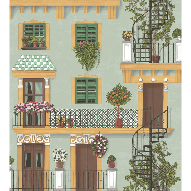 COLE & SON SEVILLE ALFARO - DARK OCHRE & FOREST GREEN/DUCK EGG 117/4012.CS.0