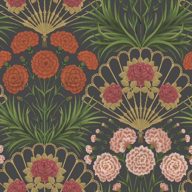 COLE & SON SEVILLE FLAMENCO FAN - CERISE/DK TANGERINE/GOLD/BLK 117/14043.CS.0