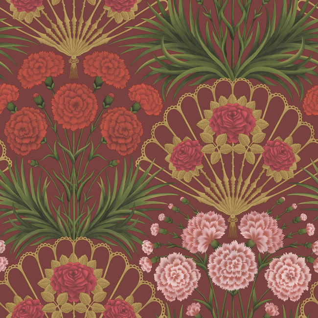 COLE & SON SEVILLE FLAMENCO FAN - ROSE/BRT ROUGE/M GOLD/CRIMSON 117/14046.CS.0