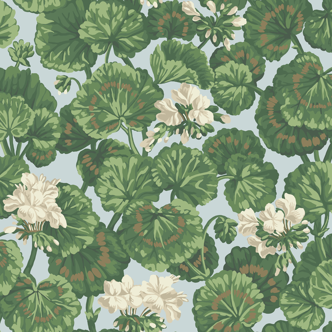 COLE & SON SEVILLE GERANIUM - WHITE & SAGE ON SEAFOAM 117/11035.CS.0