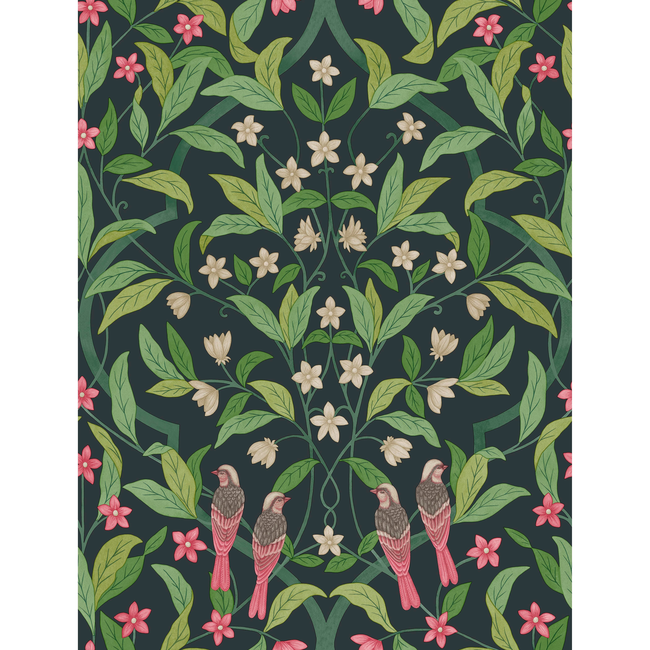 COLE & SON SEVILLE JASMINE & SERIN SYMPHONY - ROSE/GRN/VIRIDIAN 117/10028.CS.0