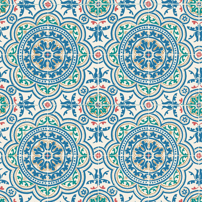 COLE & SON SEVILLE PICCADILLY - DENIM & ROUGE ON CHALK 117/8024.CS.0