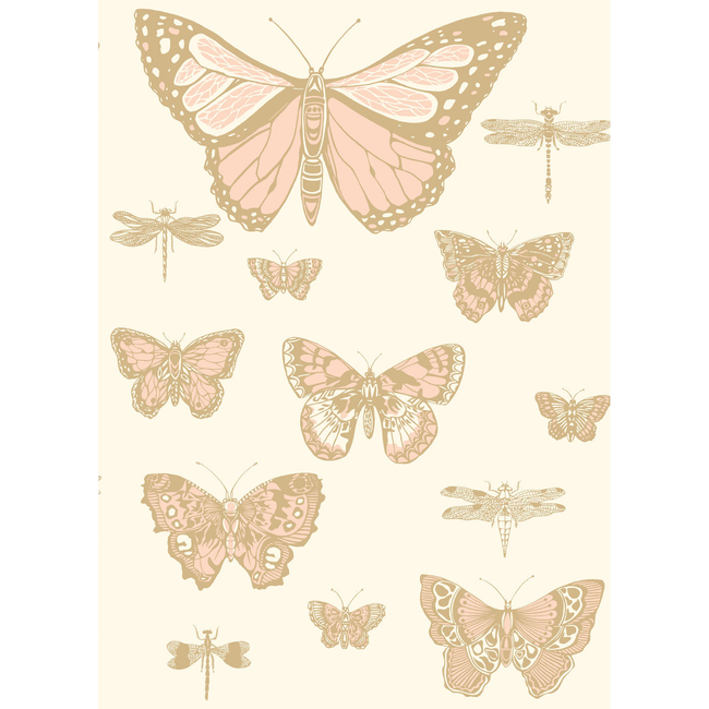 COLE & SON WHIMSICAL BUTTERFLIES & DRAGONFLIES - PINK ON IVRY 103/15066.CS.0