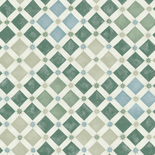 COLE & SON ZELLIGE - OLIVE & PRINT ROOM BLUE 113/11033.CS.0