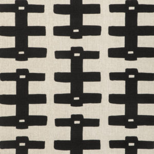 Caroline Cecil Textiles Bridge - Black/Natural upholstery fabric swatch