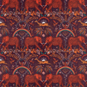 Clarke & Clarke Designer Emma J Shipley For C&C Zambezi Velvet - Wine upholstery fabric swatch