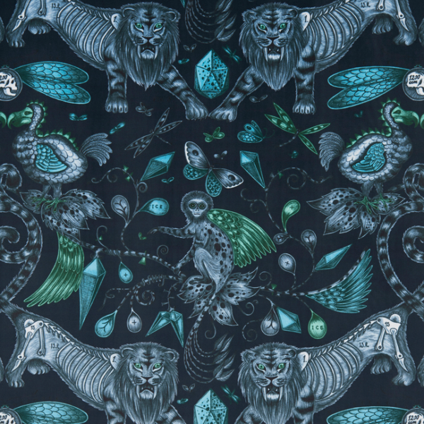 Clarke & Clarke EXTINCT VELVET - NAVY upholstery fabric swatch for sample-first furniture planning