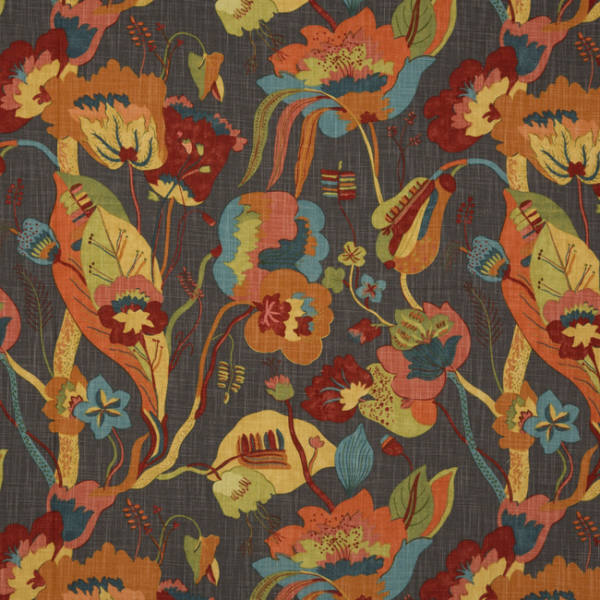 G P & J BAKER CALIFORNIA - SPICE/CHARCOAL upholstery fabric swatch for sample-first furniture planning