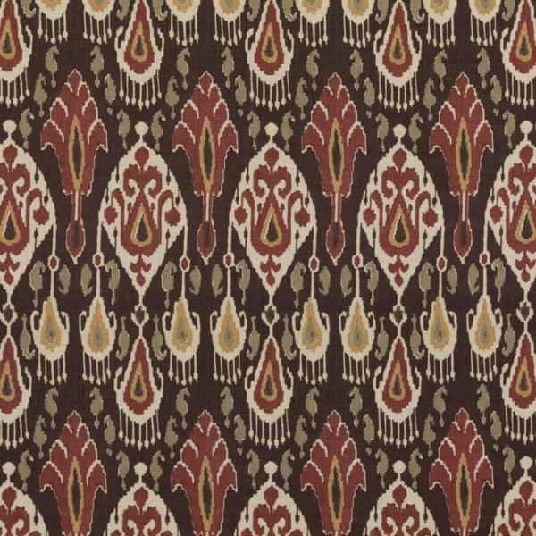 G P & J BAKER CHIFU IKAT BOKHARA - ESPRESSO upholstery fabric swatch for sample-first furniture planning