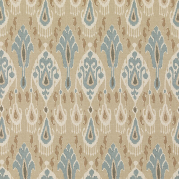 G P & J BAKER CHIFU IKAT BOKHARA - SAND upholstery fabric swatch for sample-first furniture planning