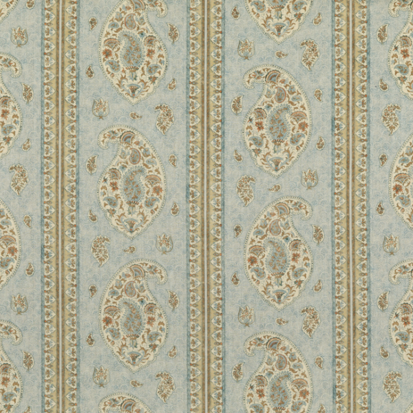 G P & J BAKER COROMANDEL COROMANDEL - BLUE/SAND upholstery fabric swatch for sample-first furniture planning