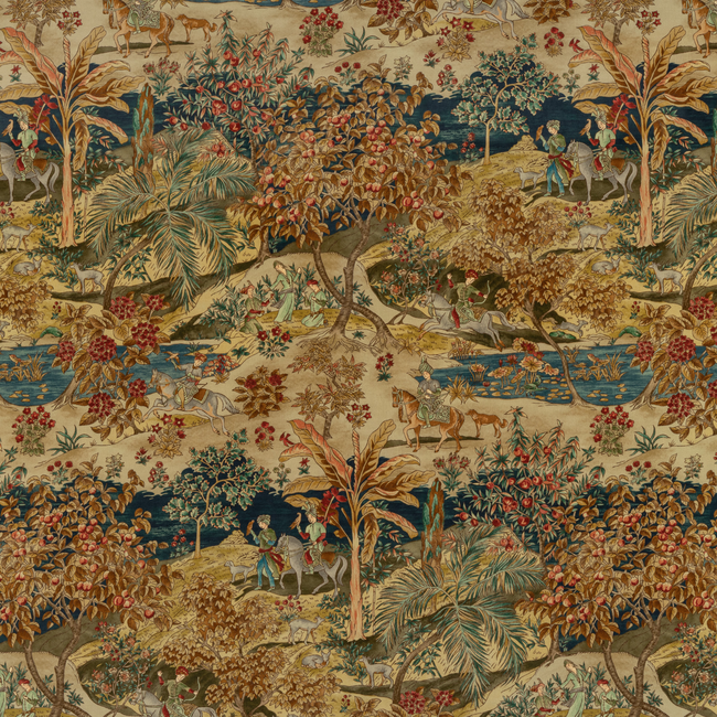 G P & J BAKER COROMANDEL RAMAYANA VELVET - INDIGO/RED BP10832.1.0