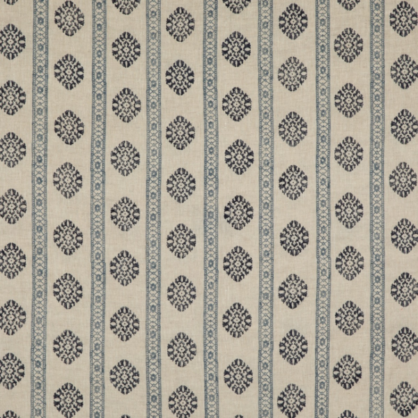 G P & J BAKER COROMANDEL SMALL PRINTS ALMA - INDIGO upholstery fabric swatch for sample-first furniture planning