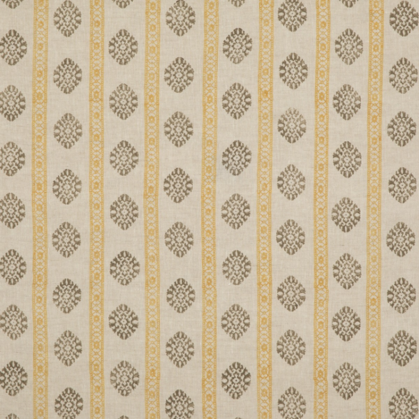 G P & J BAKER COROMANDEL SMALL PRINTS ALMA - OCHRE/MOLE upholstery fabric swatch for sample-first furniture planning