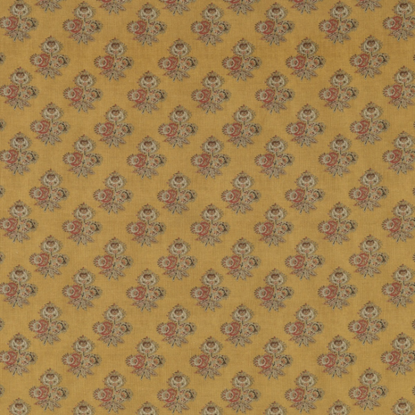 G P & J BAKER COROMANDEL SMALL PRINTS POPPY PAISLEY - OCHRE upholstery fabric swatch for sample-first furniture planning