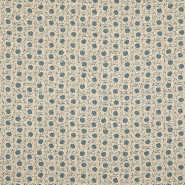 G P & J BAKER COROMANDEL SMALL PRINTS SEED POD - BLUE upholstery fabric swatch for sample-first furniture planning