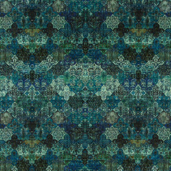 G P & J BAKER EAST TO WEST SAMPUL - PEACOCK upholstery fabric swatch for sample-first furniture planning