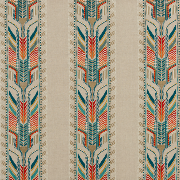 G P & J BAKER EAST TO WEST TREBIZOND - TEAL upholstery fabric swatch for sample-first furniture planning