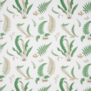 G P & J Baker Ferns Print - Snow upholstery fabric swatch