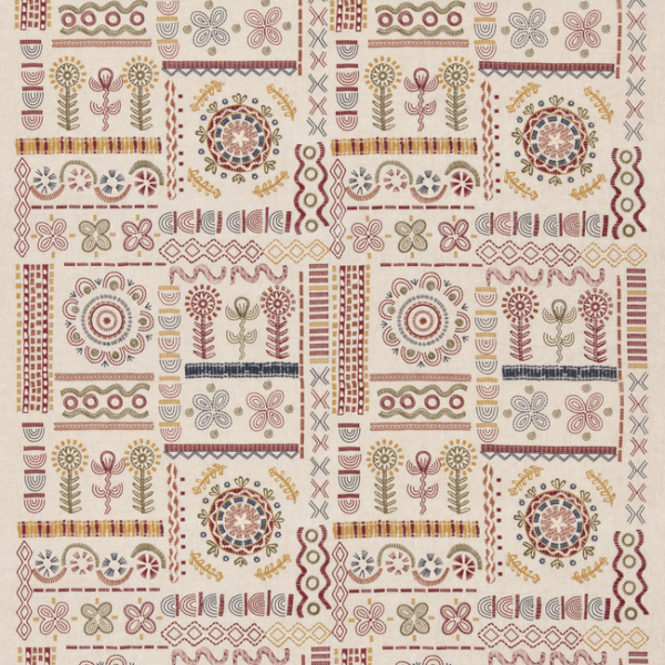 G P & J BAKER G P & J BAKER X KIT KEMP SPIN OFF - RED/GREEN upholstery fabric swatch for sample-first furniture planning