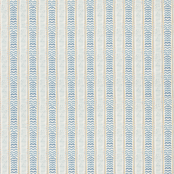 G P & J BAKER G P & J BAKER X KIT KEMP WRIGGLE ROOM - BLUE/YELLOW upholstery fabric swatch for sample-first furniture planning