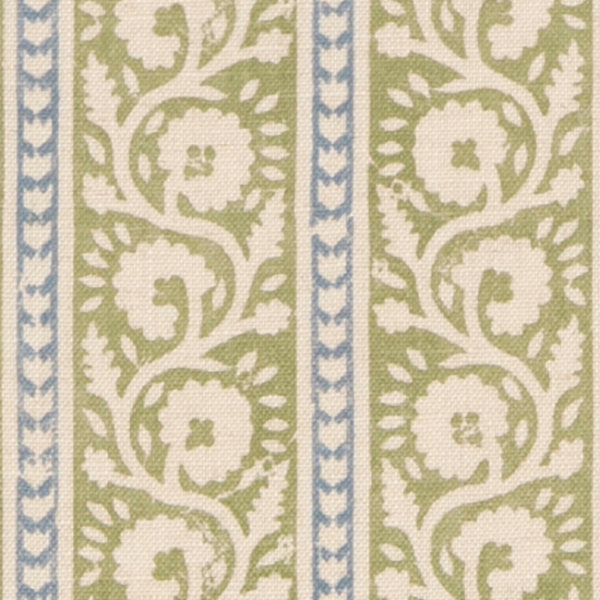 G P & J BAKER HOUSE SMALL PRINTS BIBURY - GREEN/BLUE upholstery fabric swatch for sample-first furniture planning