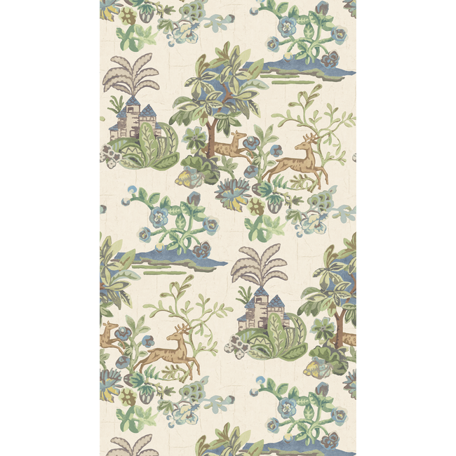 G P & J BAKER KIT KEMP WALLPAPER KNIGHT'S TALE - SAGE/BLUE BW45138.6.0