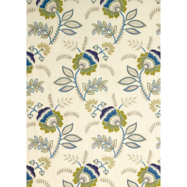 G P & J BAKER LARKHILL SOMERFORD - INDIGO/IVORY upholstery fabric swatch for sample-first furniture planning