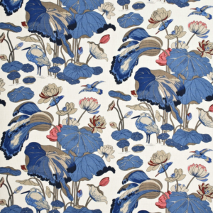 G P & J Baker Nympheus - Linen - Indigo/marine/linen upholstery fabric swatch
