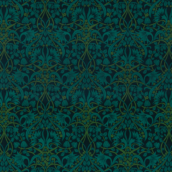 G P & J BAKER ORIGINAL BRANTWOOD FABRIC FRITILLERIE VELVET - INDIGO/TEAL upholstery fabric swatch for sample-first furniture planning