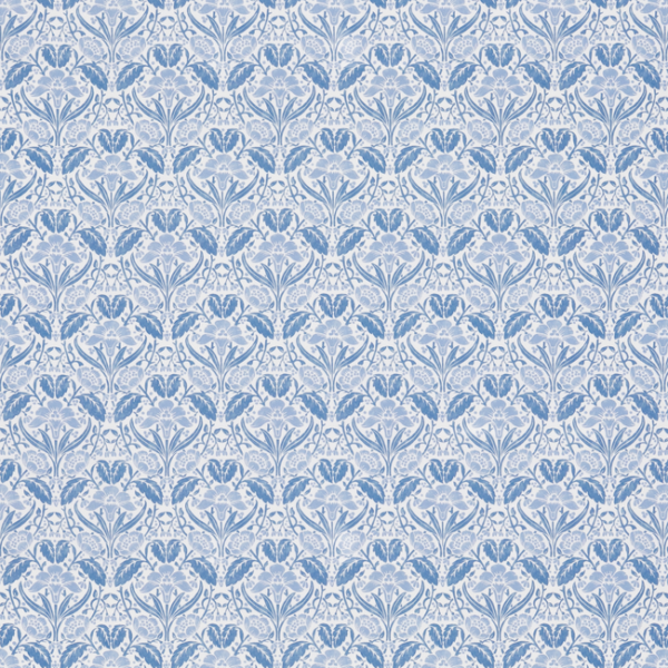 G P & J BAKER ORIGINAL BRANTWOOD FABRIC IRIS MEADOW COTTON - BLUE upholstery fabric swatch for sample-first furniture planning