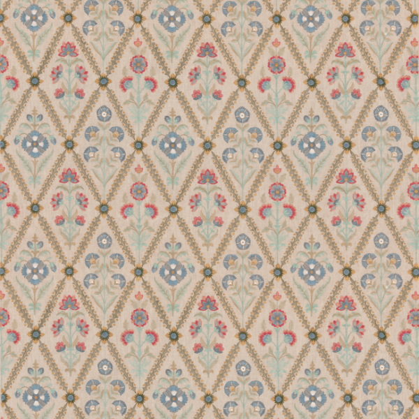 G P & J BAKER ORIGINAL BRANTWOOD FABRIC PERRYCROFT - RED/GREEN upholstery fabric swatch for sample-first furniture planning