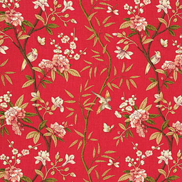 G P & J BAKER PERANDOR PEONY & BLOSSOM - RED/MOSS R1368.1.0