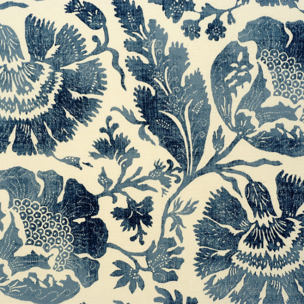 G P & J BAKER PERANDOR POPPIES - INDIGO/ upholstery fabric swatch for sample-first furniture planning