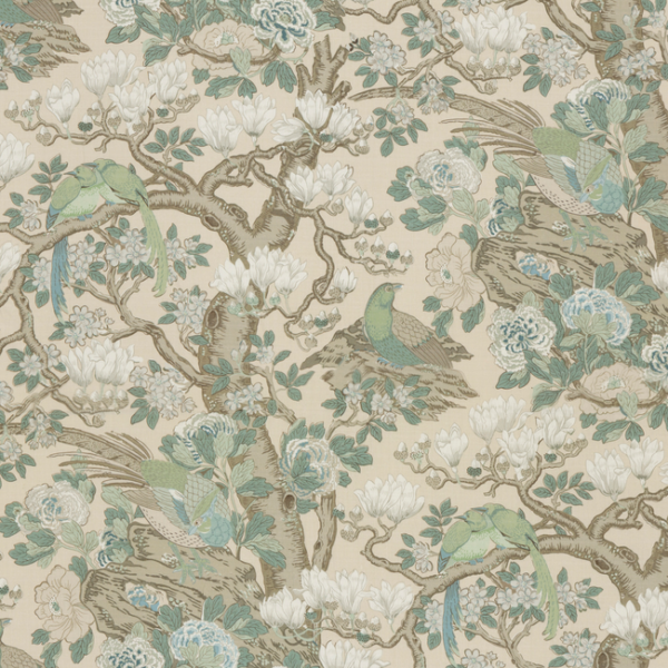 G P & J BAKER ROCKBIRD SIGNATURE - SOFT BLUE upholstery fabric swatch for sample-first furniture planning