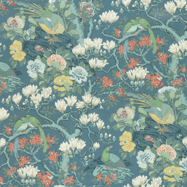 G P & J BAKER ROCKBIRD SIGNATURE - TEAL upholstery fabric swatch for sample-first furniture planning